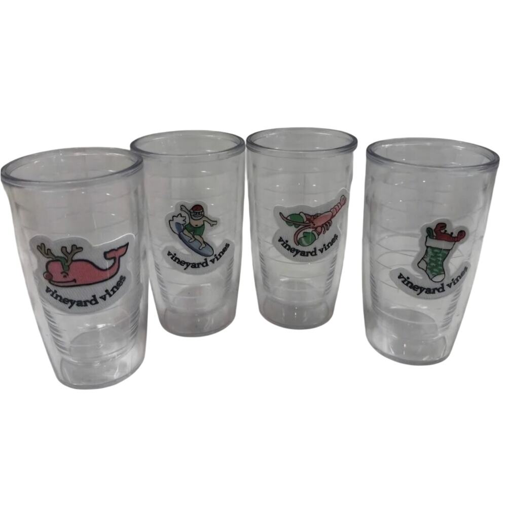 Tervis Vineyard Vines Holiday Tumbler Set of 4 Christmas Whale Santa Lobster